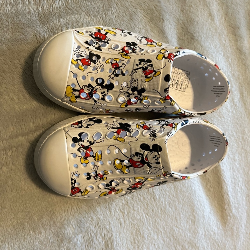 Native Shoes Kids Sneakers - White with Mickey Mouse Design